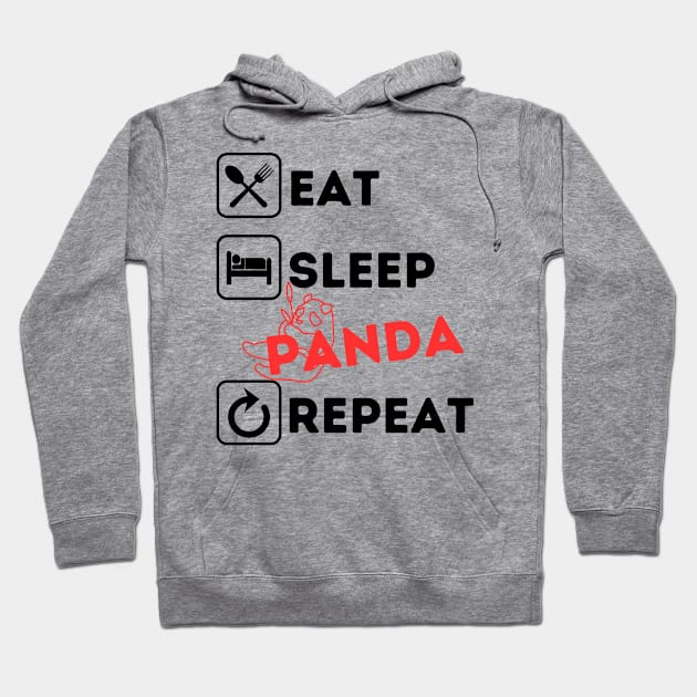 Funny eat sleep panda repeat Hoodie by Qurax